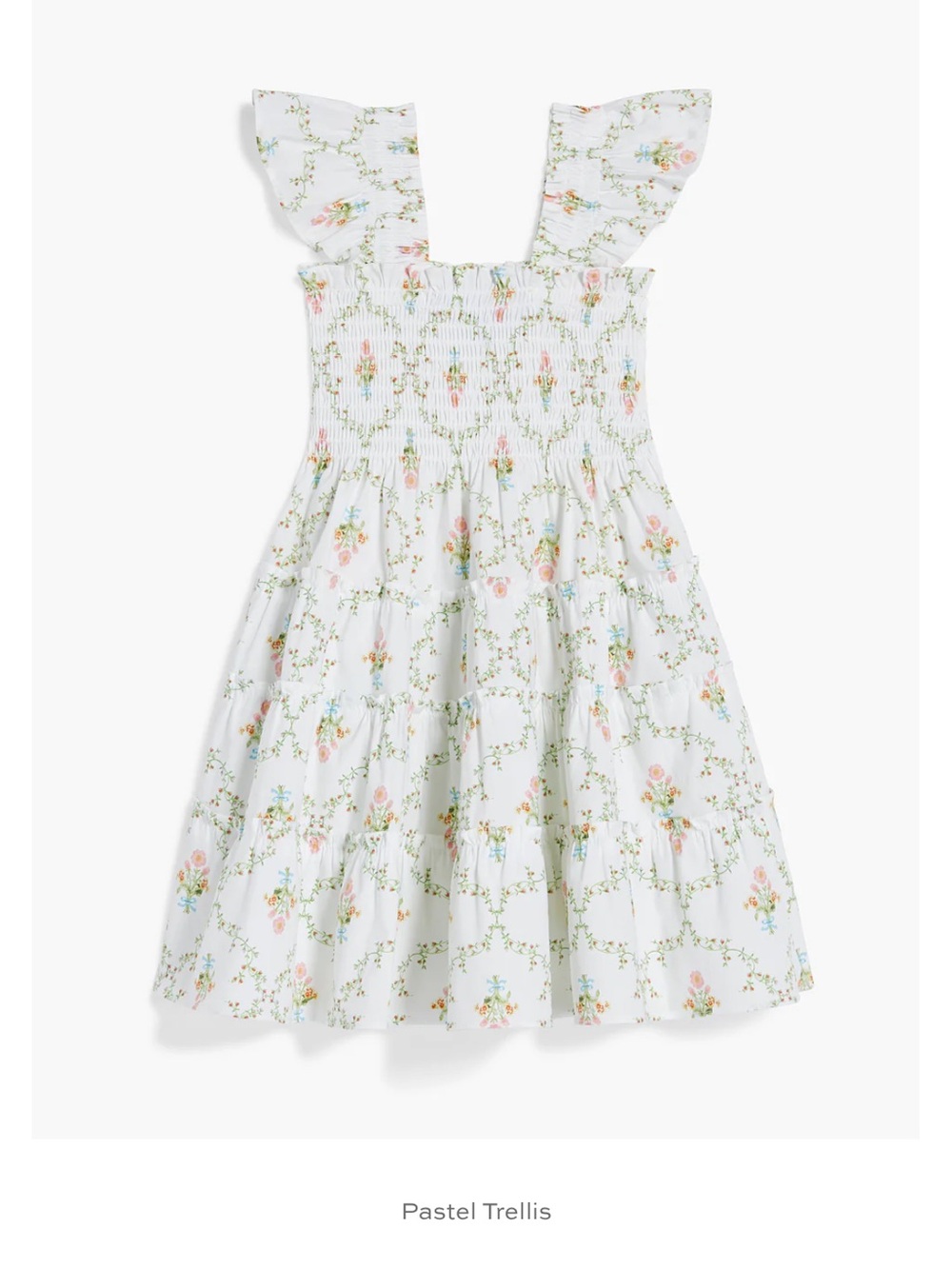 Hill House White Sundress with Pastel Pink & Green Floral Print